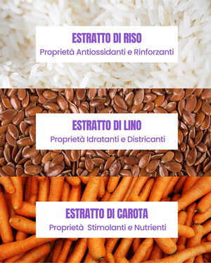 Essere Bio Curly Hair Shampoo botanical actives: rice, flaxseed and carrot extracts for curly hair