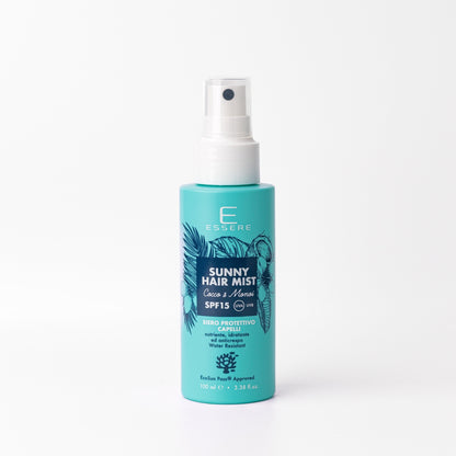 Essere Bio Sunny Hair Mist siero capelli SPF 15 Cocco e Monoi 100 ml, spray protettivo EcoSun Pass®, fronte