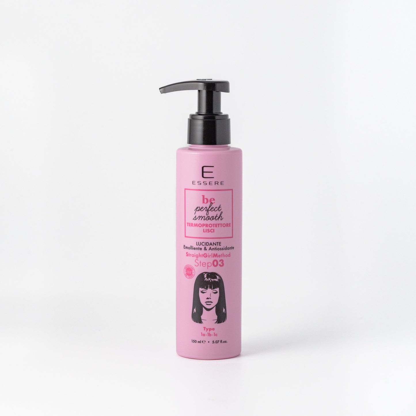 Essere Bio Termoprotettore Lisci Lucidante 150 ml, spray rosa della linea Be Perfect Smooth, vista frontale