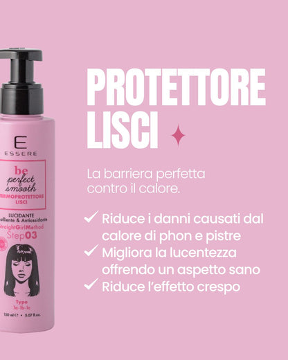 Benefici del Termoprotettore Lisci Essere Bio: riduce i danni di phon e piastra e dona lucentezza al liscio